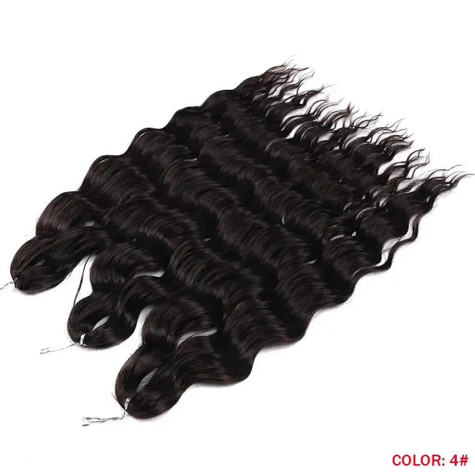 Noble Hair synthetic loose deep wave braiding hair extensions, 24in, color 4#, Simples Market, 4 bundles
