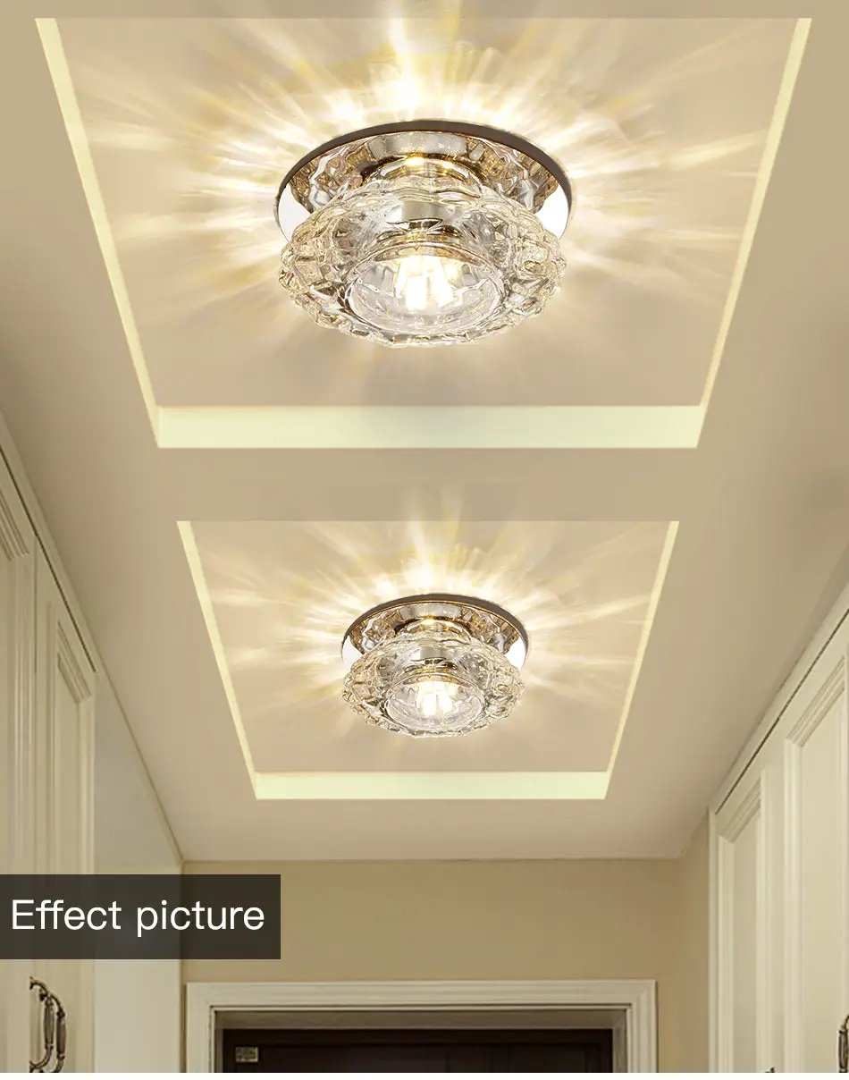 Aisle Flush LED ceiling lamp pair, crystal flush-mount hallway lights by Simples Market