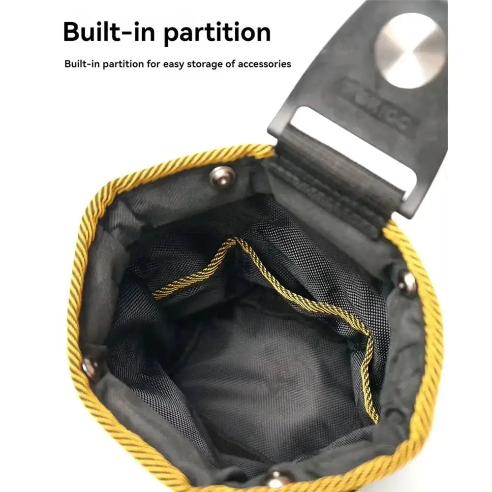 Tool bag by Simples Market with built-in partition, rotatable hanging, 1680D fabric, yellow rope edge.