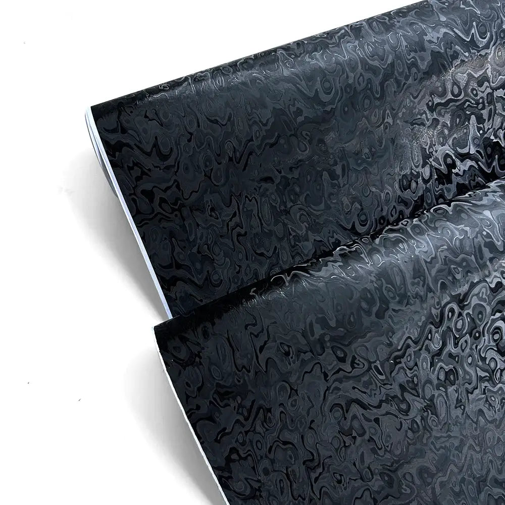 Car vinyl wrap rolls, glossy black 9D carbon fiber pattern, self-adhesive anti-scratch wrap for cars (2 rolls)