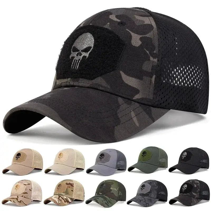 2025 Skull Embroidered Patch Baseball Caps Breathable Adjustable Sun Protection Outdoor Casual Hats For Spring And Autumn