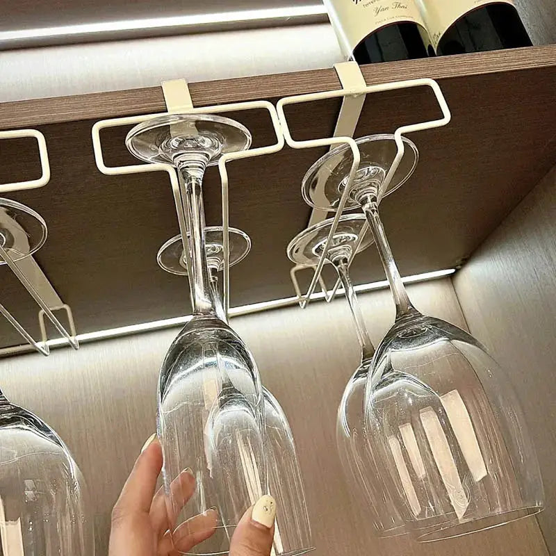 No Drilling Metal Wine Glass Holder Under Cabinet Stemware Rack For Kitchen Organization And Bar Storage