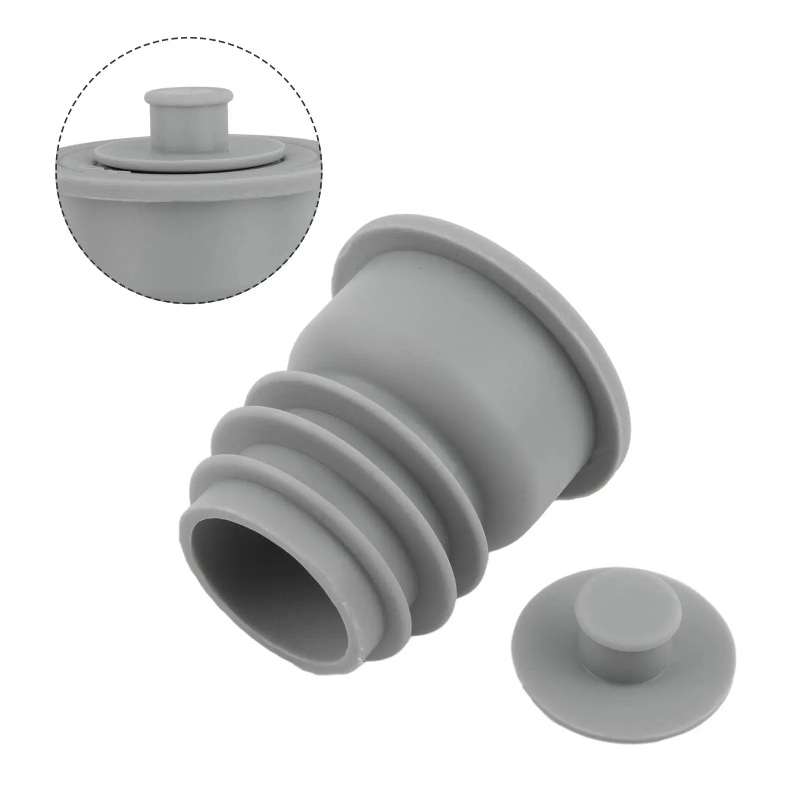 Simples Market gray washing machine drain pipe seal set, ribbed silicone gasket with end caps (2 pieces)