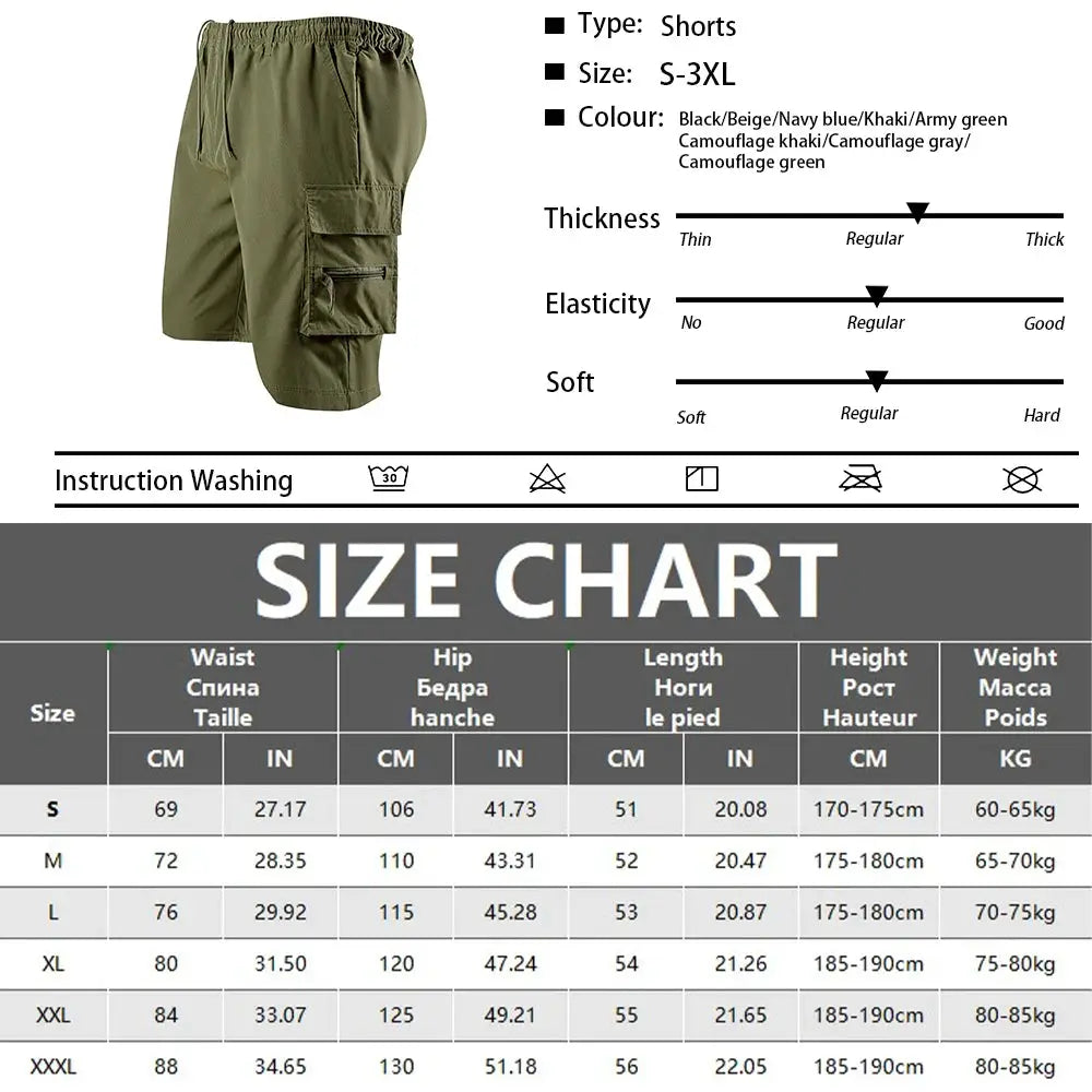 Men's cargo shorts Simples Market olive green with large side cargo pockets for casual wear and running