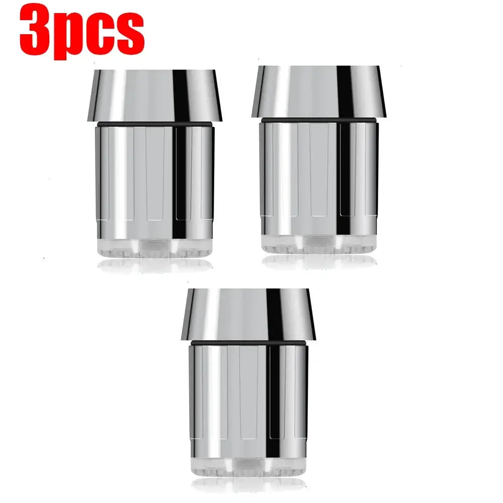 3pcs LED faucet aerator heads, chrome finish, 7-color glow, water-saving stream for kitchen/bath by Simples Market