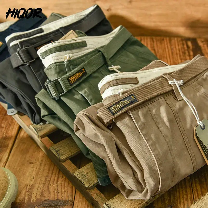 Simples Market men's cotton cargo pants set of five in assorted colors