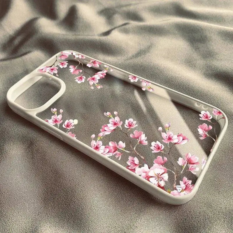 BloomShield Pink Magnolia Flower Case For IPhone 7 Through 17 Clear TPU Shockproof Hard Cover With Floral Pattern