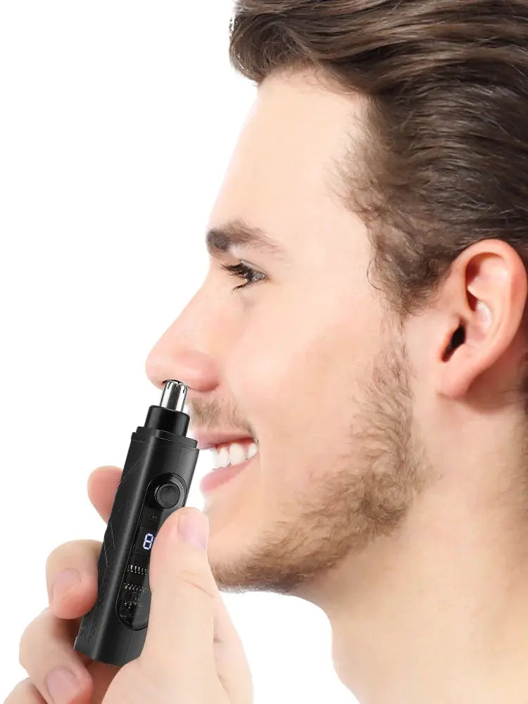 Mini black Simples Market nose hair trimmer electric razor with Type-C charging and digital display