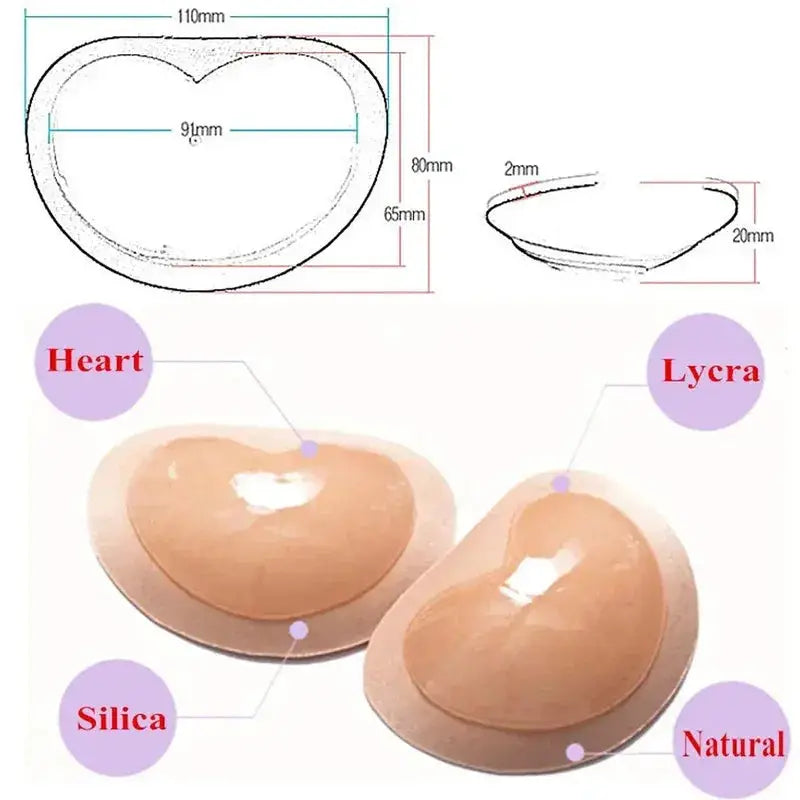 Chest Push Up Sticky Bra With Thicker Sponge Pads Removable Silicone Inserts Invisible Swimsuit Bra