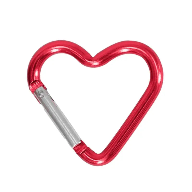 Simples Market red aluminum alloy heart-shaped carabiner keychain with spring locking sleeve for backpacking and camping