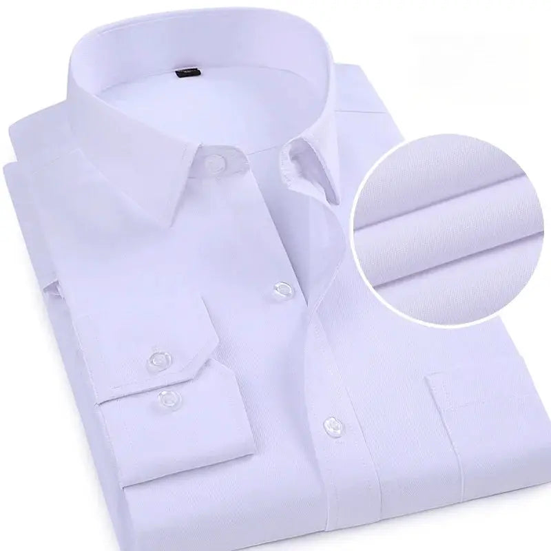 Men's formal shirt by Simples Market; light blue solid color, long sleeves, chest pocket, folded