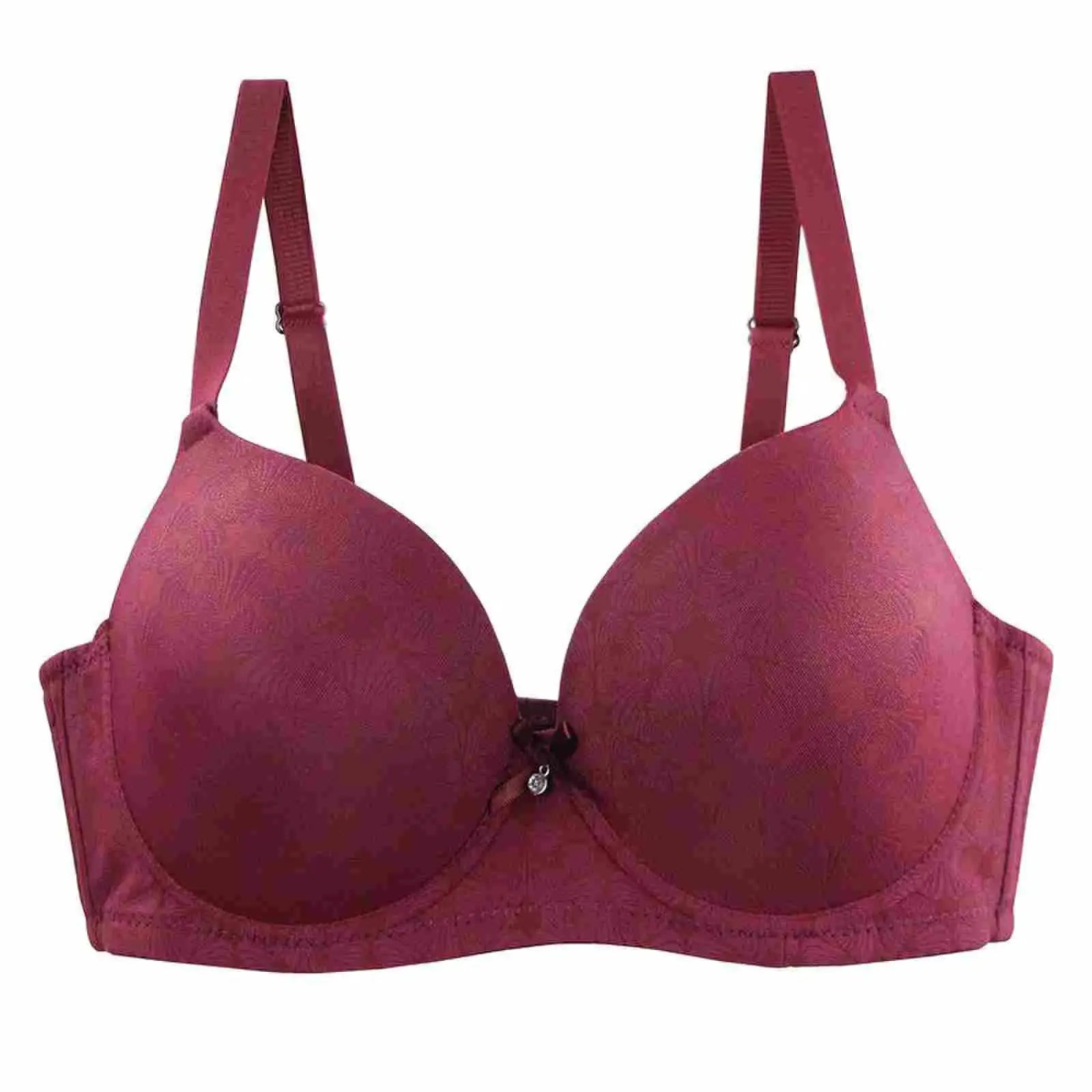 DaiNaFang burgundy lace bra with heart charm and adjustable straps