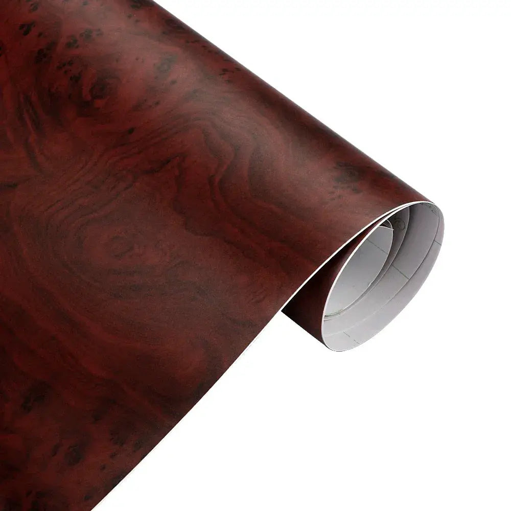 Wood grain vinyl wrap roll, reddish-brown PVC self-adhesive car interior wallpaper, 100 cm