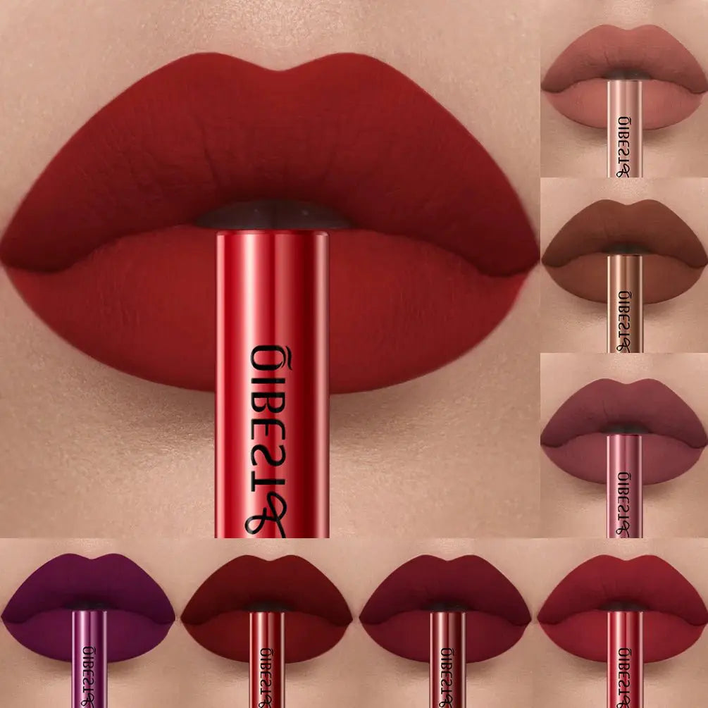 QIBEST Matte Liquid Lipstick Waterproof Long Lasting Velvet Lip Gloss Tint Tube Matte Nude Pigment Red Lipgloss Lips Makeup - Simples Market