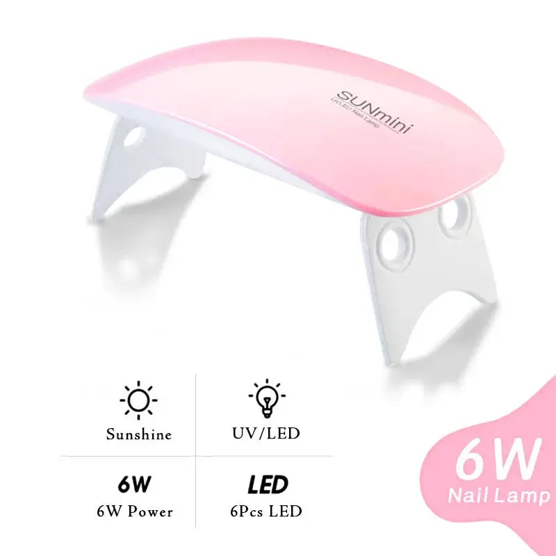 Simples Market SUNmini pink mini UV/LED nail lamp with white folding legs, 6W