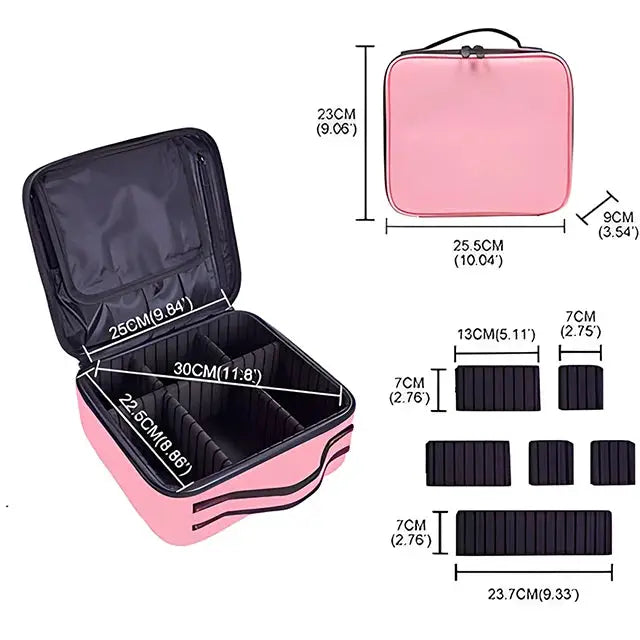 GlamGuard Professional Travel Makeup Case Waterproof Oxford Fabric Organizer For Brushes And Cosmetics