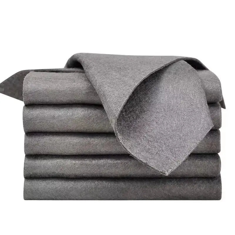 Simples Market microfiber cleaning cloths, five gray lint-free towels for glass and car use