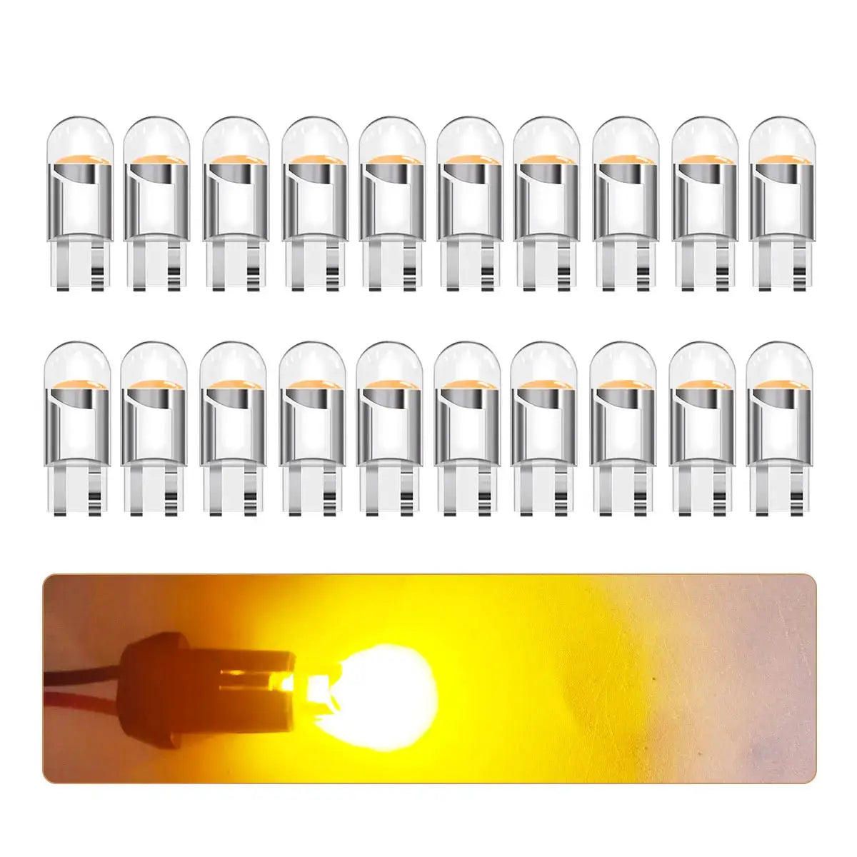 360 transparent LED COB T10 W5W car bulbs, 18-pack in white/blue/yellow/red/pink/ice blue, 12V Simples Market
