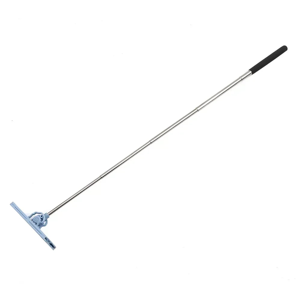 Telescopic toll-card swiping stick with blue card-holder head and black grip handle