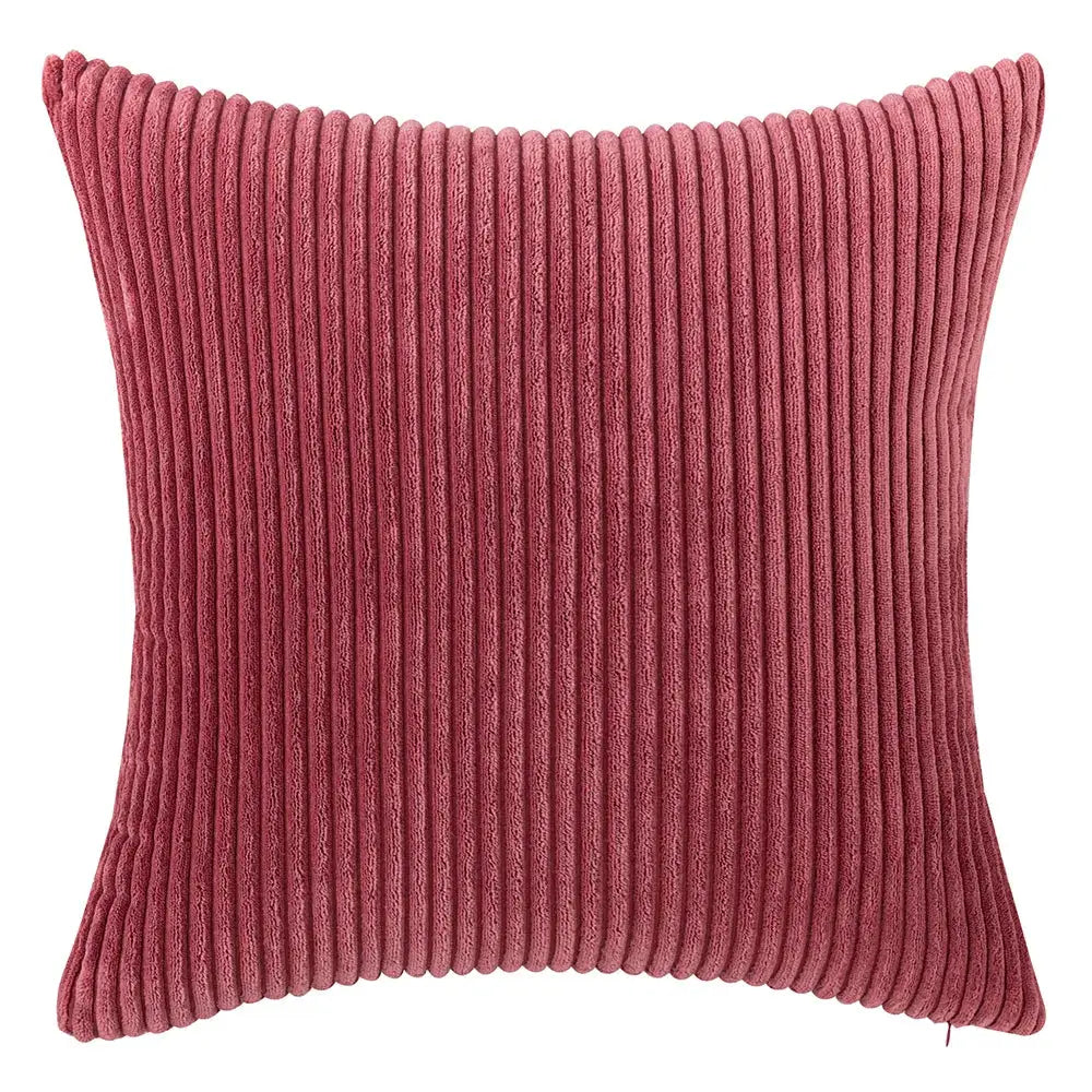 Corduroy pillow cover in lilac pink with vertical ribbed texture