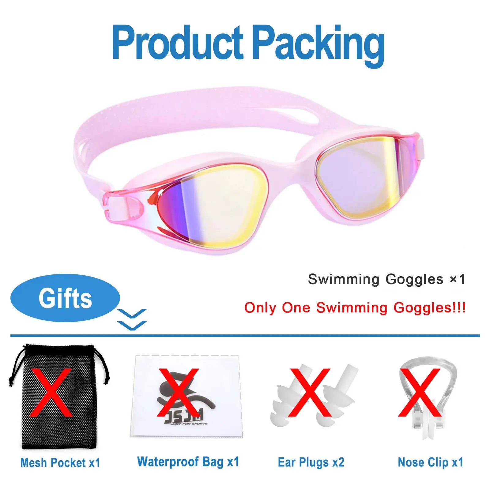 Unisex Adult Swimming Goggles Anti Fog Swim Glasses Adjustable Silicone Strap Waterproof Eyewear