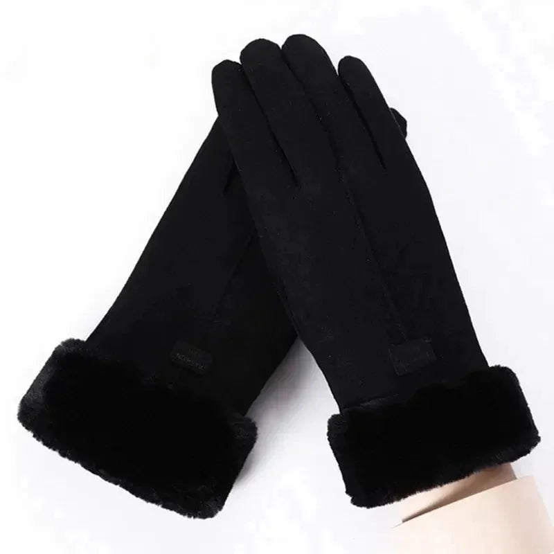 ArcticGlow Women Thick Plush Gloves Ultra Warm With Suede Accents For Driving And Cycling