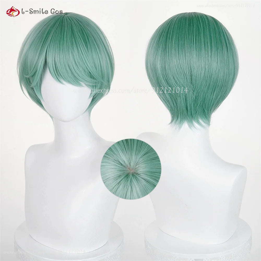 Cosplay wig by Simples Market, turquoise green heat-resistant synthetic hair, unisex