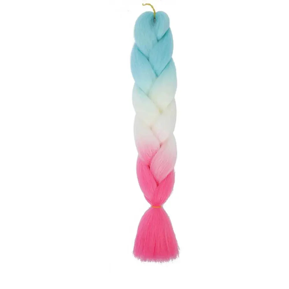 24-inch jumbo braiding hair, synthetic Afro ombre crochet braid in blue to pink gradient