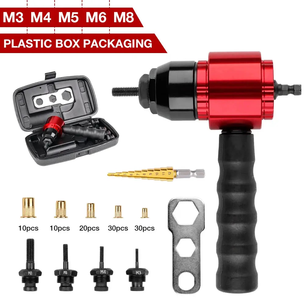 Nut Riveting Tool For Drill M3 To M8 Electric Rivet Nut Gun Converter DIY Quick Riveting Attachment