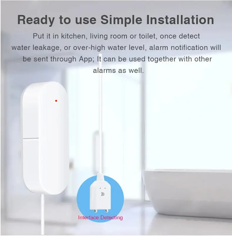 Ewelink Zigbee3.0 water sensor alarm, white leak detector for Zigbee gateway by Simples Market