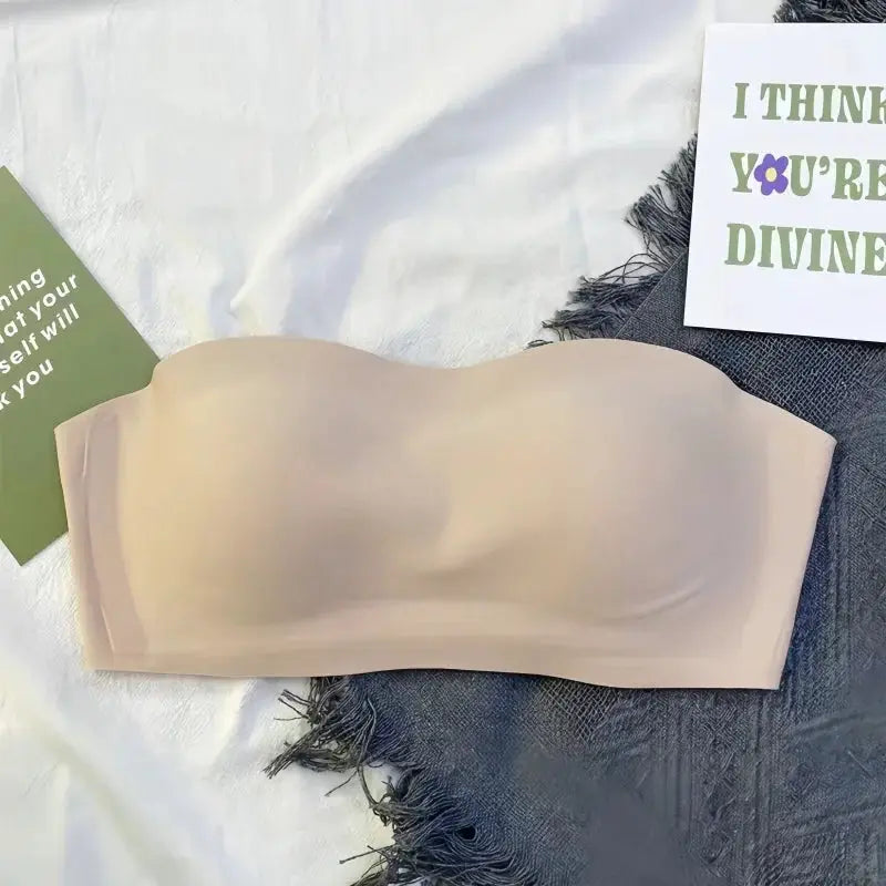 Women strapless nude bandeau bra, seamless, non-wire