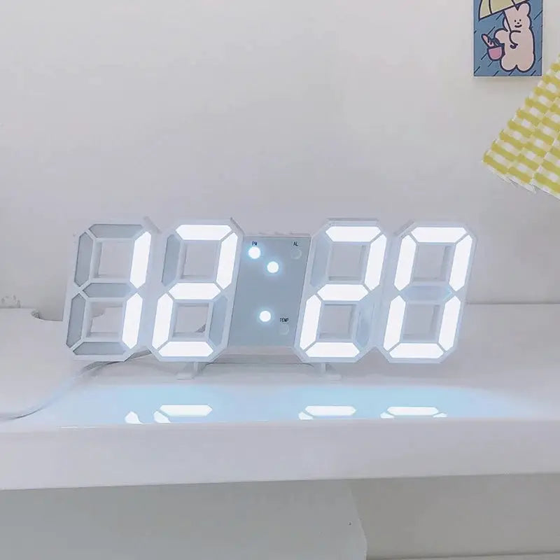 3D LED Digital Clock Luminous Wall Clock Multifunctional USB Plug In Electronic Timepiece For Home Decor