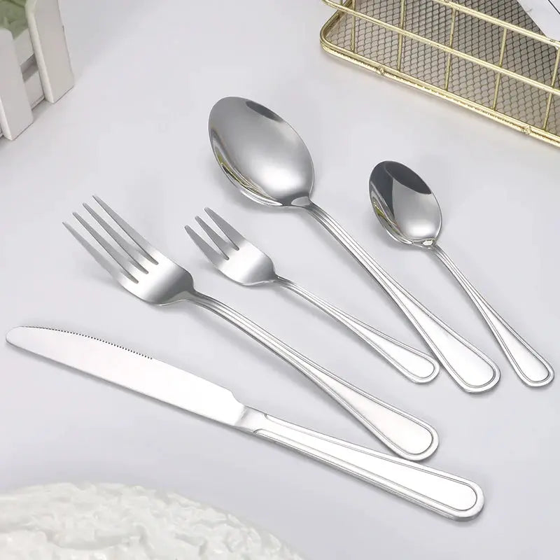 Stainless Steel Cutlery Set 6 Or 30 Pieces Steak Knife Fork Dessert Spoon High End For Restaurants And Hotels