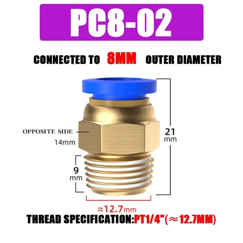Pneumatic Fitting Air Connector Set PC4 PC6 PC8 PC10 PC12 Quick Connectors For 4 6 8 10 12 Mm Hose Fittings Inch Thread