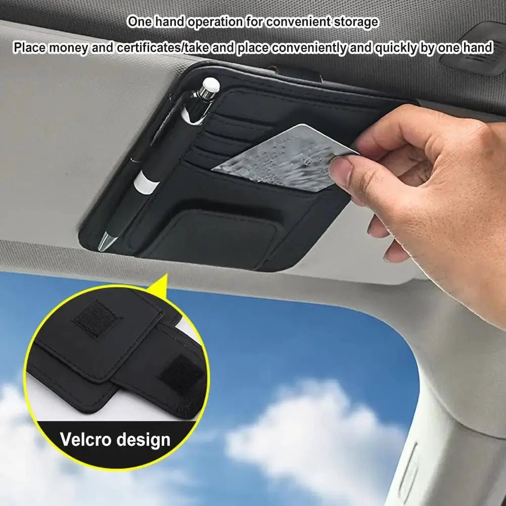 Car Sun Visor Organizer With Multi Pocket Design For Sunglasses And Business Cards And Small Essentials In Auto Interior