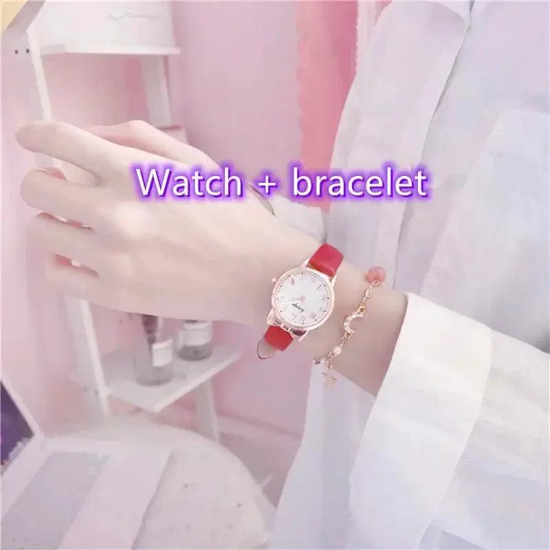 New Fashion Kids Digital Dial Girls Watch Leather Strap Quartz Movement Durable Timepiece Gift