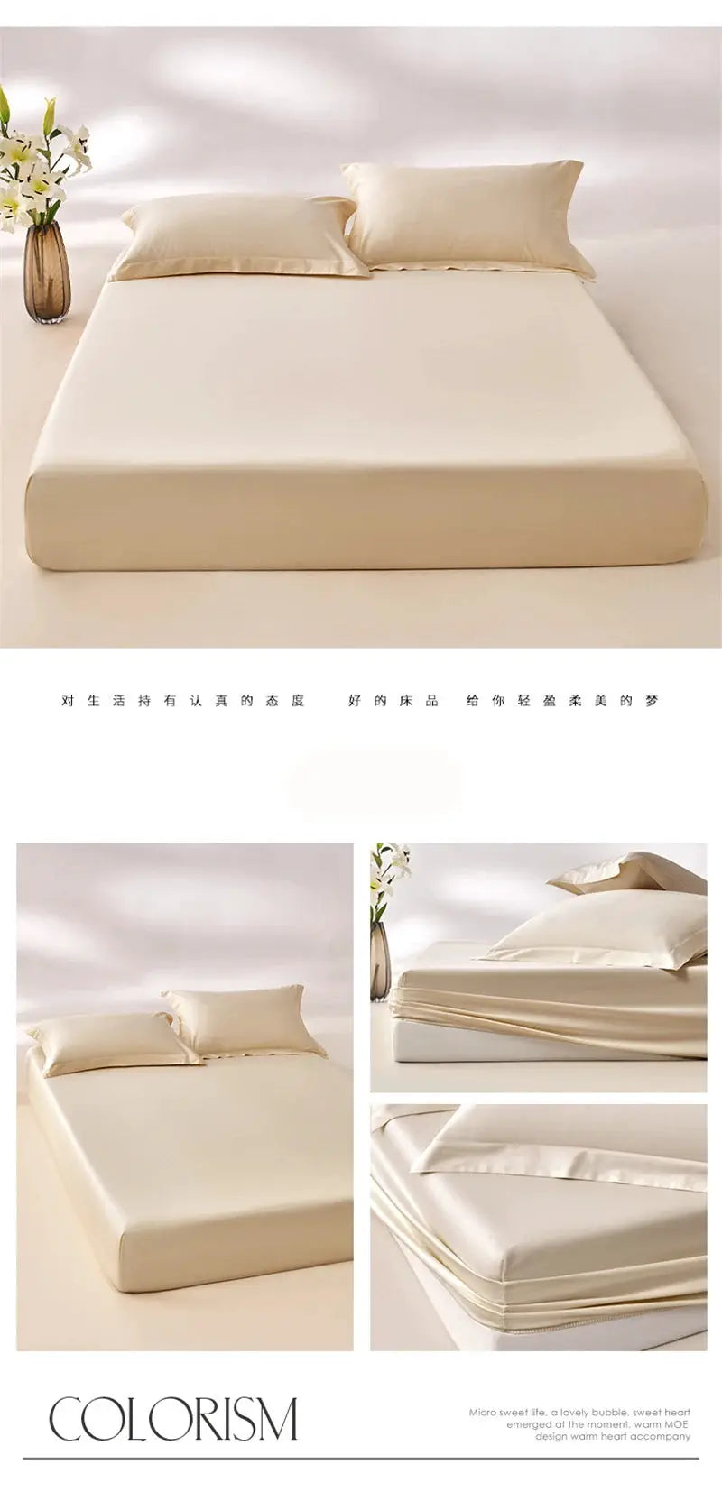 Fitted sheet, 100% Egyptian cotton, cream color, 800TC with elastic edges; fits 140/160/200 cm