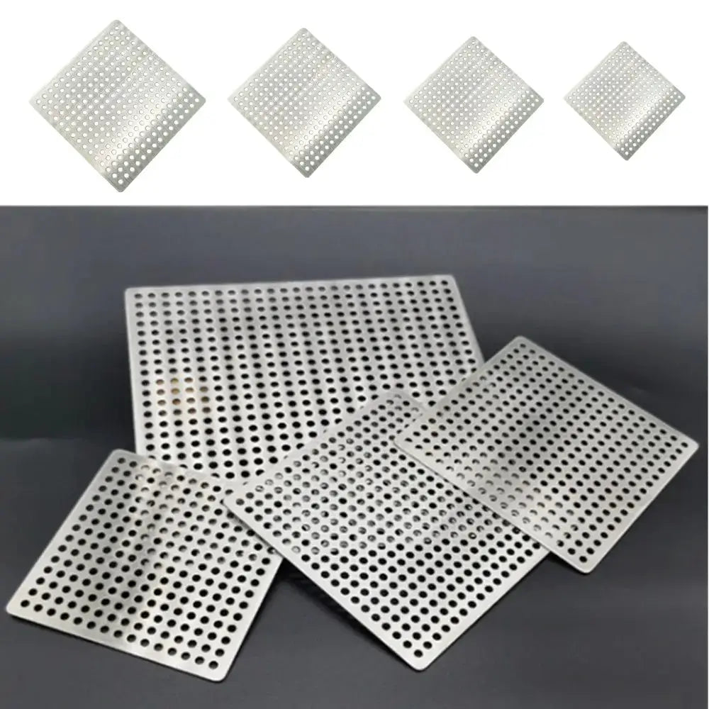Stainless steel square drain covers set of eight, perforated hair catcher filters for shower and bathroom