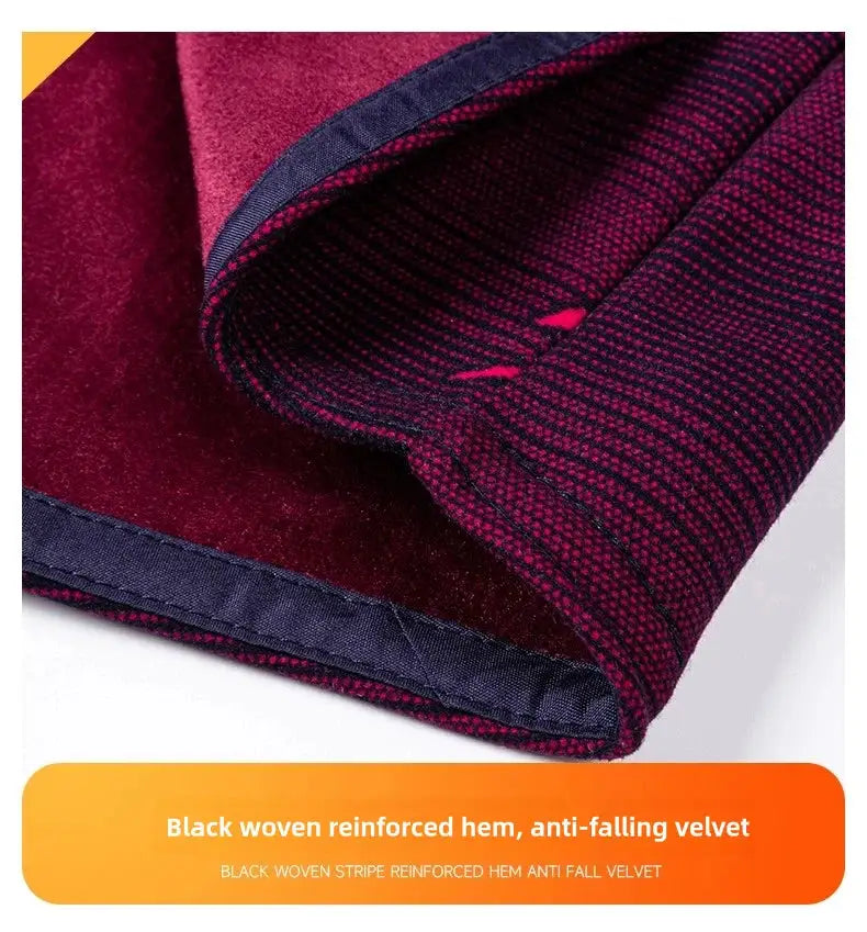 Men's long-sleeve fleece shirt with burgundy inner fleece and black woven reinforced hem, Simples Market
