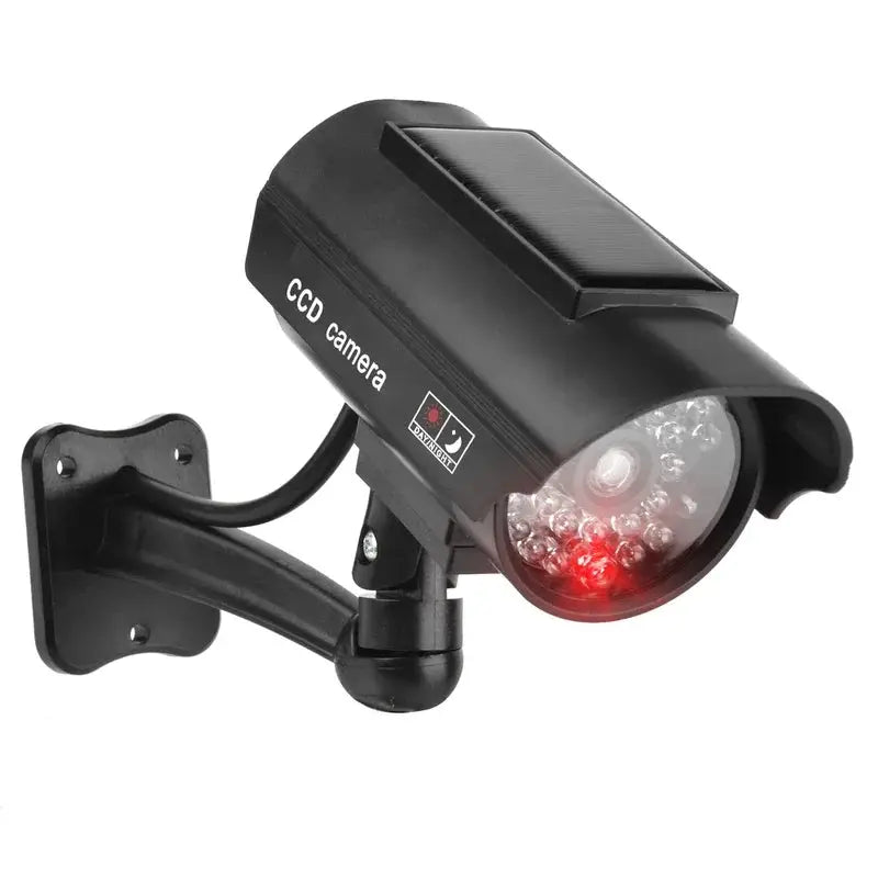 Simples Market black fake solar-powered CCTV camera with flashing red LED for outdoor and indoor use