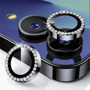 Crystal diamond metal camera lens ring protectors for Samsung Galaxy Z Flip7; three rhinestone rings