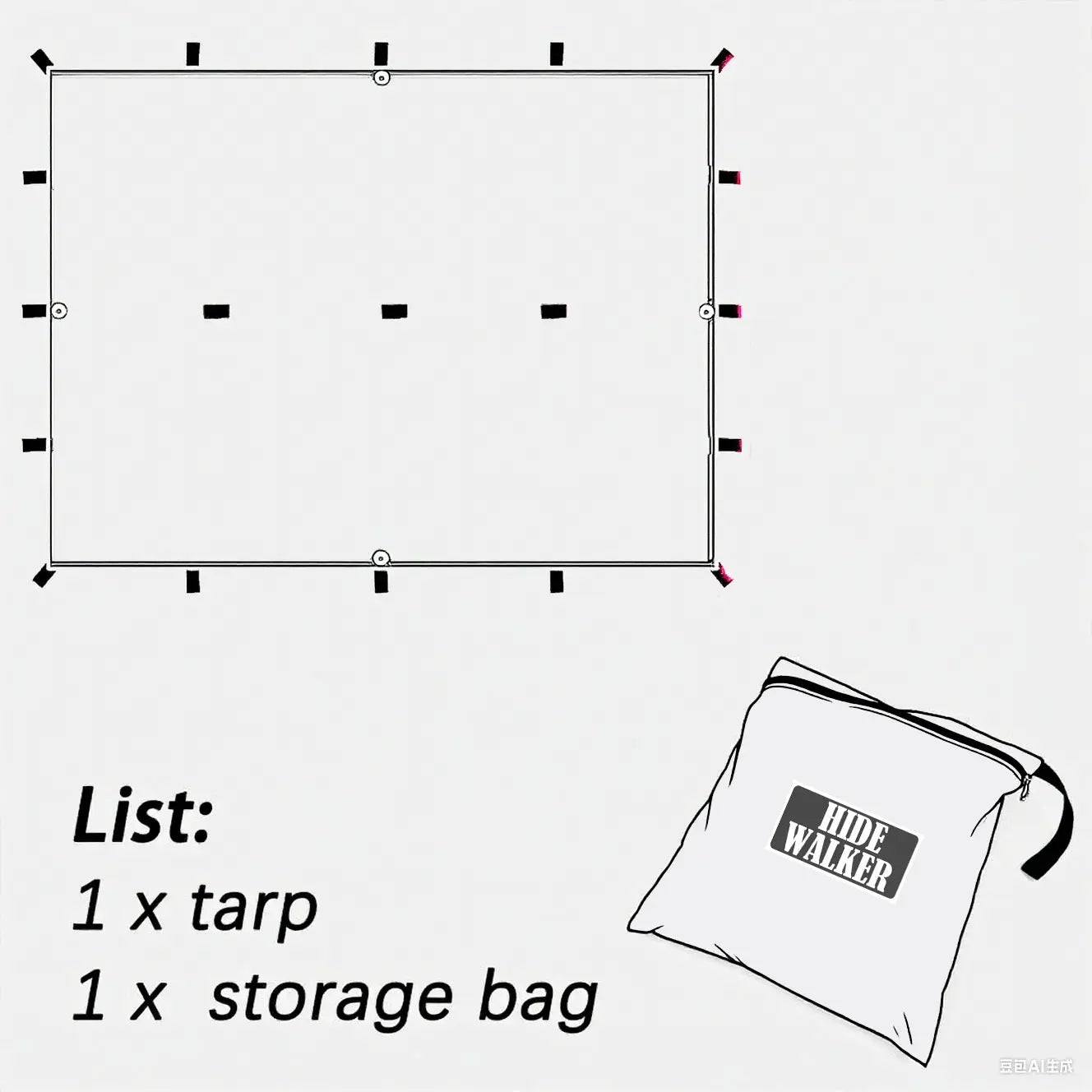 Waterproof Tent Tarp With 19 Hang Points For Outdoor Camping Survival Shelter Sun Shade Awning 4x4 3x3 3x4 Lightweight