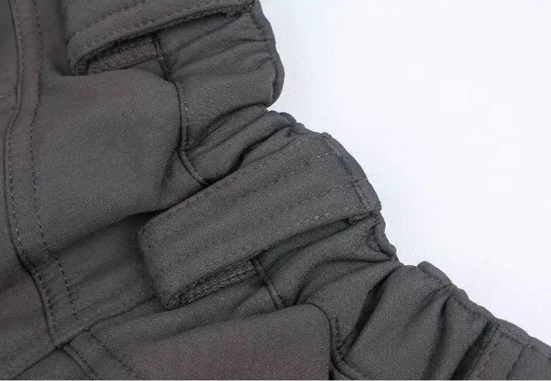 Men's softshell hiking pants, dark gray with adjustable Velcro waist strap