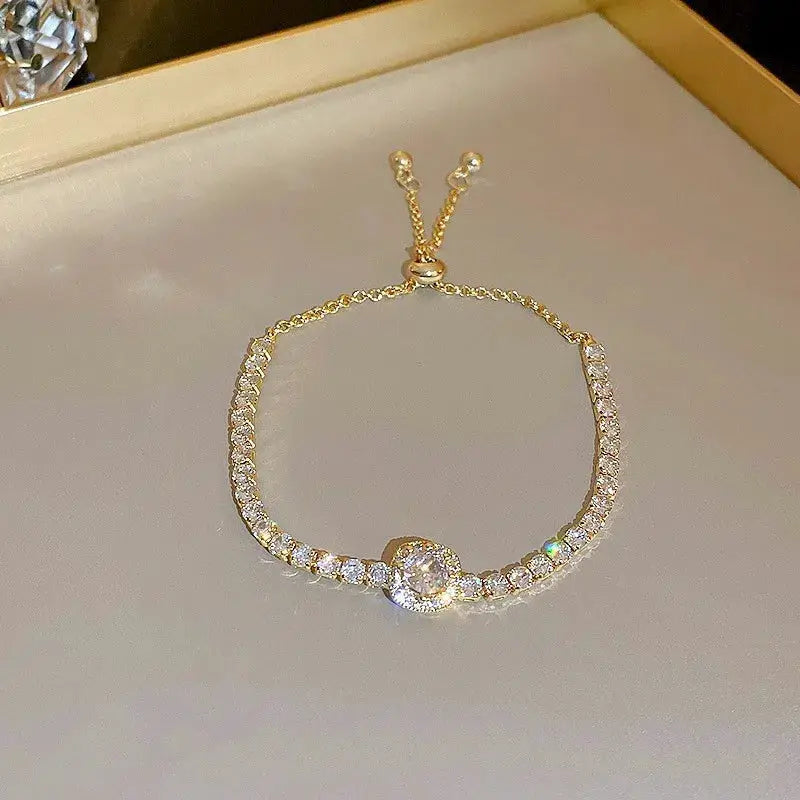 Wave Geometry Adjustable Bracelet Bangle Luxury Rhinestone Crystal Jewelry For Women Wedding Wristband Fashion