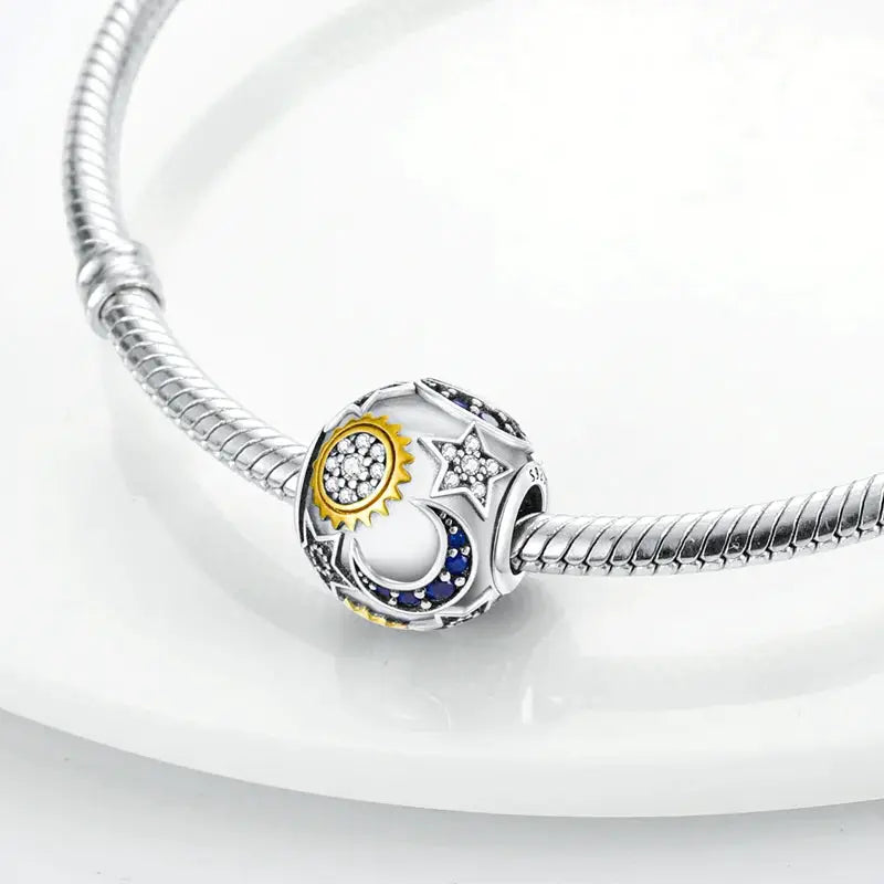 S925 Silver Perfume Bottle Charm Beads With Stars Moon Sun And Four Leaf Clover For Original Bracelet DIY Jewelry Making