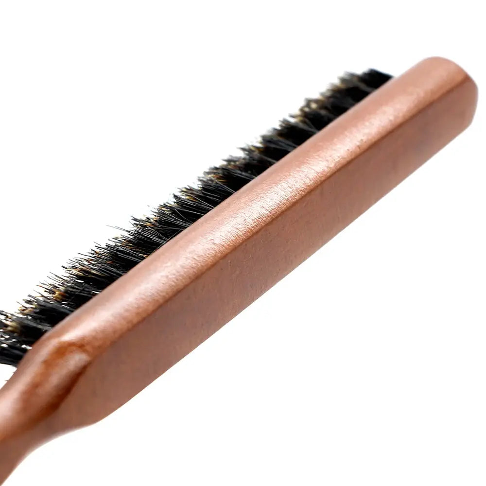 Simples Market wooden-handle natural boar-bristle brush with anti-static bristles for scalp massage