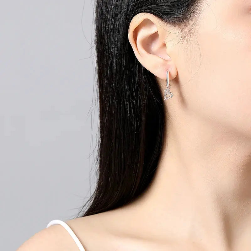 925 Sterling Silver Stud Hoop Earrings For Women Crystal Zircon Rose Gold Crown Heart Infinity Bee Design Jewelry