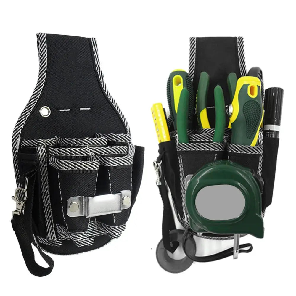 GJB810 9-in-1 tool waist belt, black and white striped 600D nylon, electrician waist bag with pocket tools