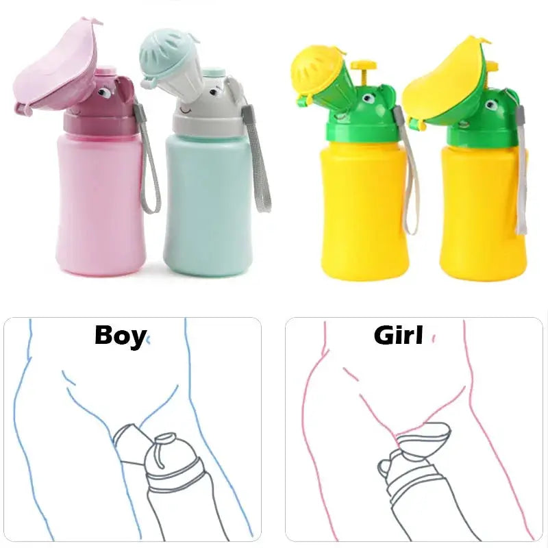 Emergency Portable Kids Urinal for Travel and Car Use Anti Leakage Shrinkable Potty 600ml 750ml for Boys and Girls