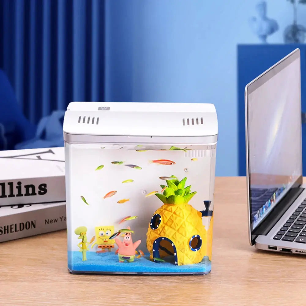 Desktop Ecological Mini Betta Fish Tank for Living Room and Desk Quiet Operation and LED Lighting